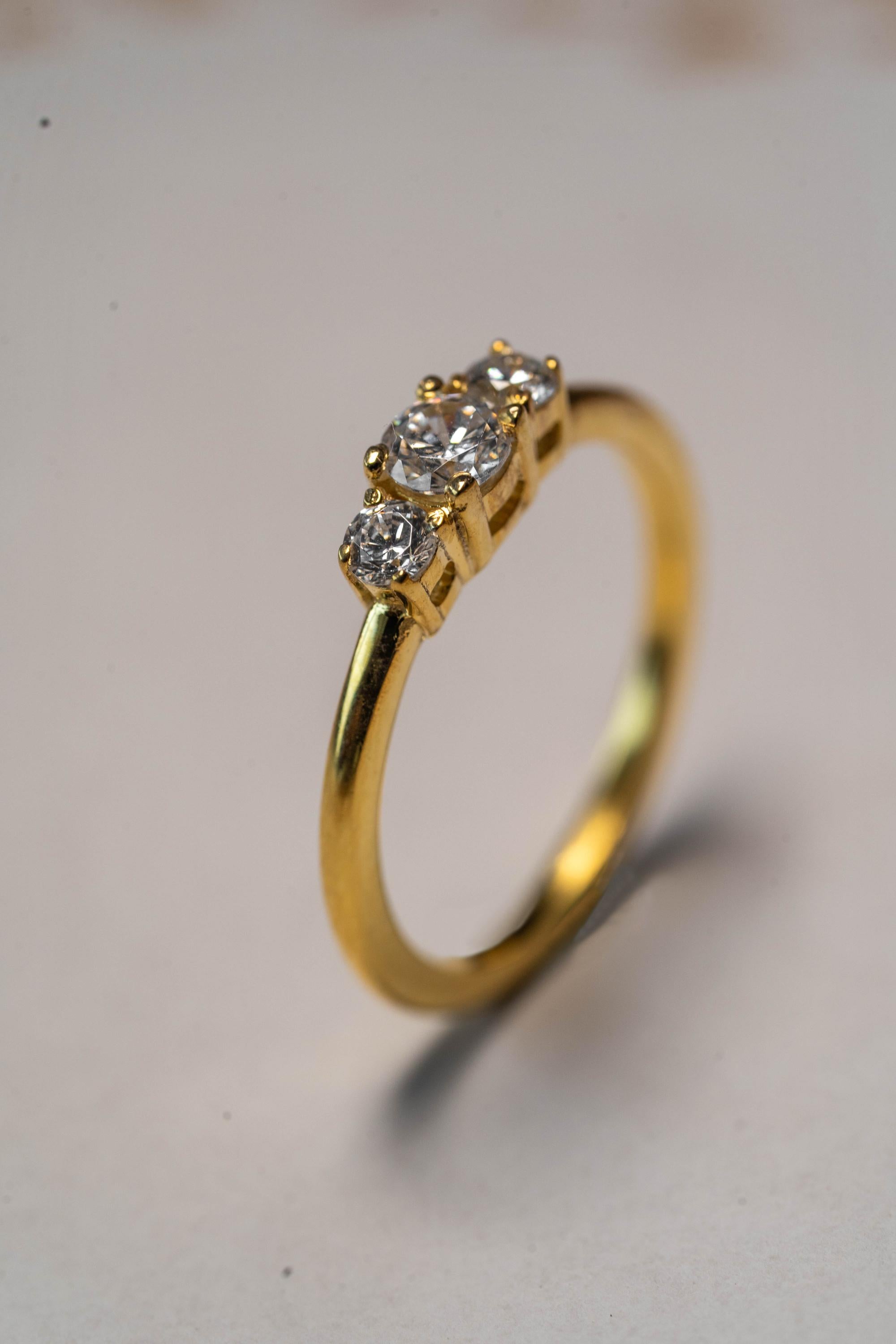 14k Solid Gold ,Three Stone 0.250 ct Lab Grown Engagement Ring