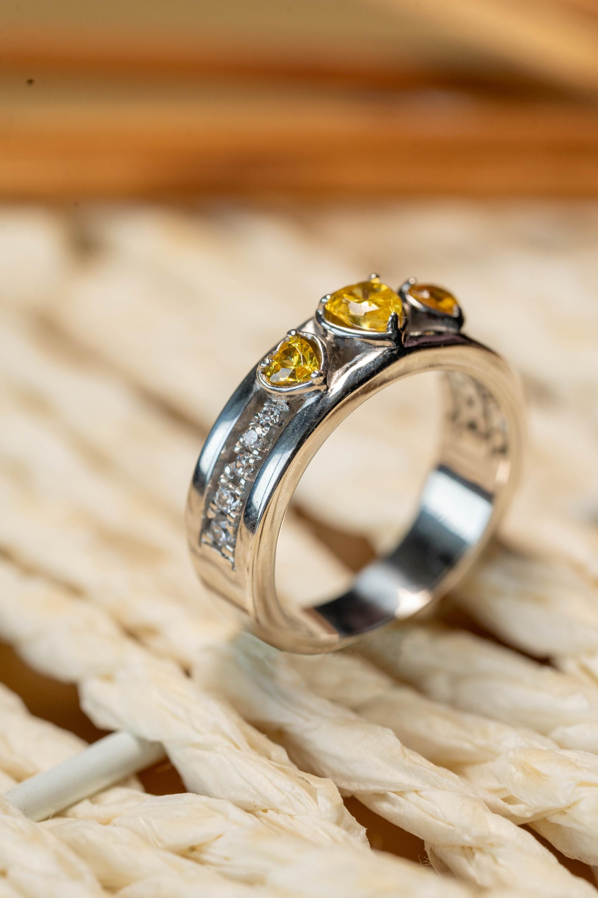 Heart shape cut Yellow diamond ring