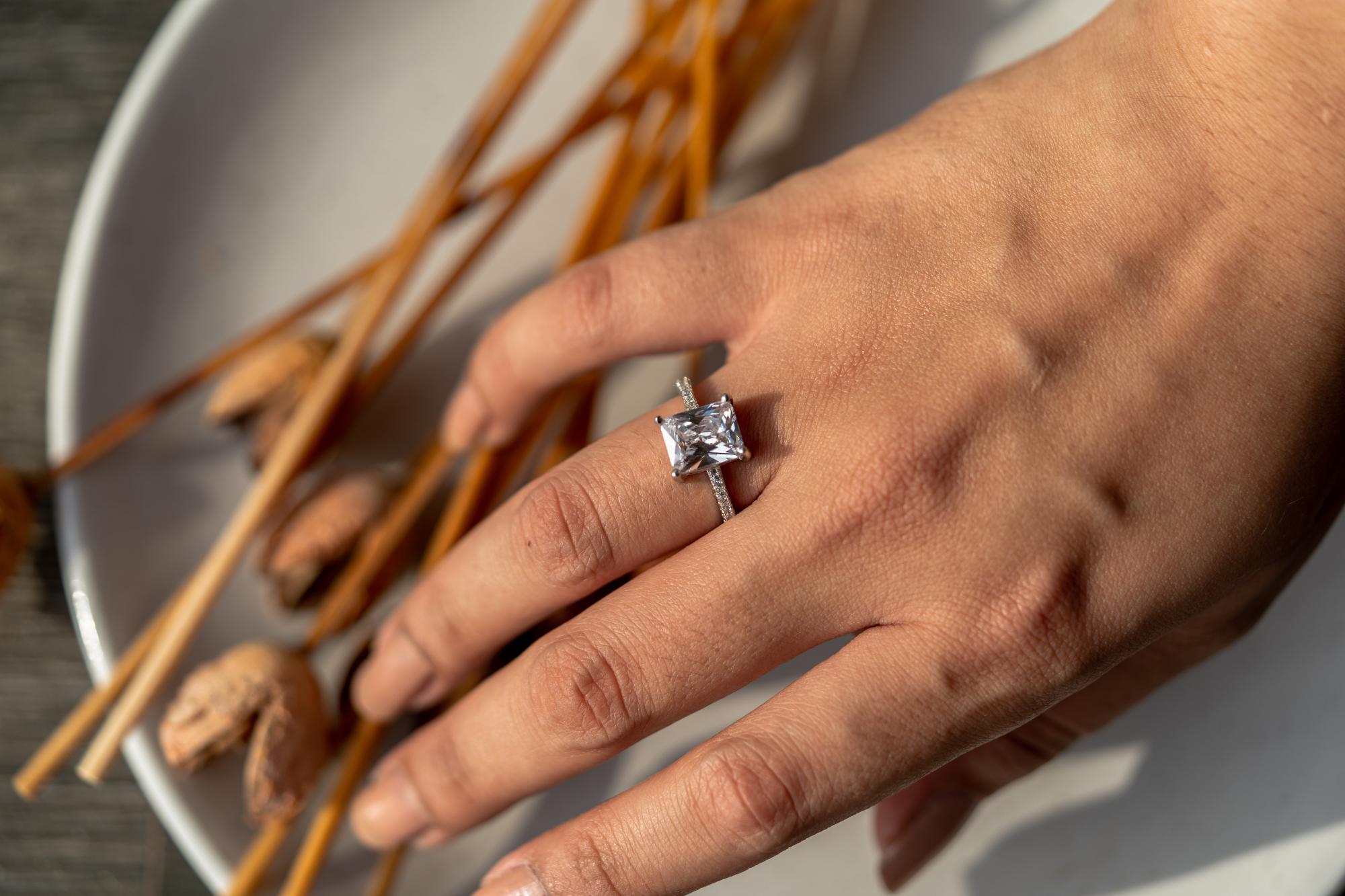 IGI Radiant Cut Lab Grown Diamond Engagement Ring