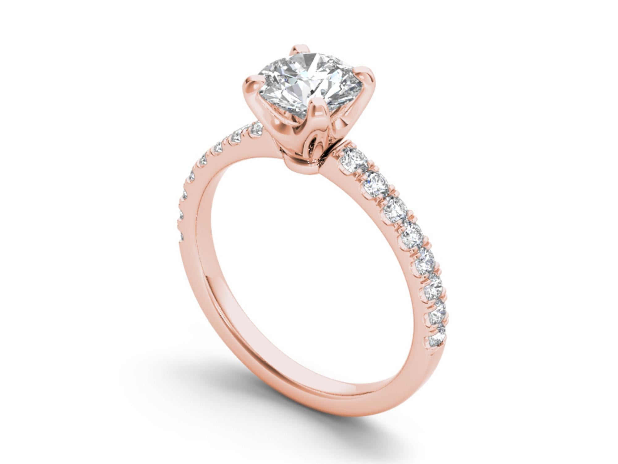 2.00 CT Round Colorless Moissanite Ring, Moissanite Engagement Ring Rose Gold delicate Ring