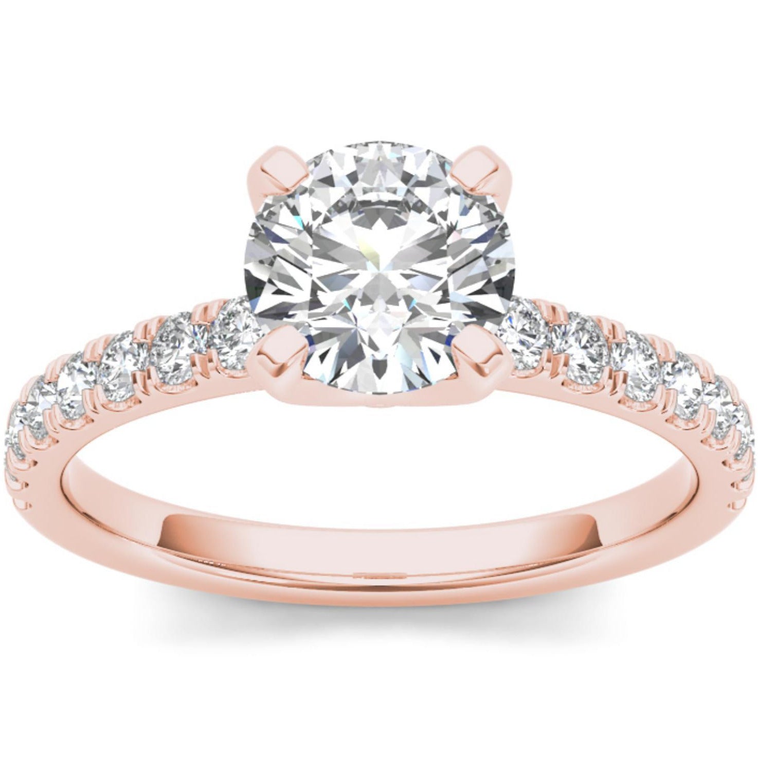 2.00 CT Round Colorless Moissanite Ring, Moissanite Engagement Ring Rose Gold delicate Ring