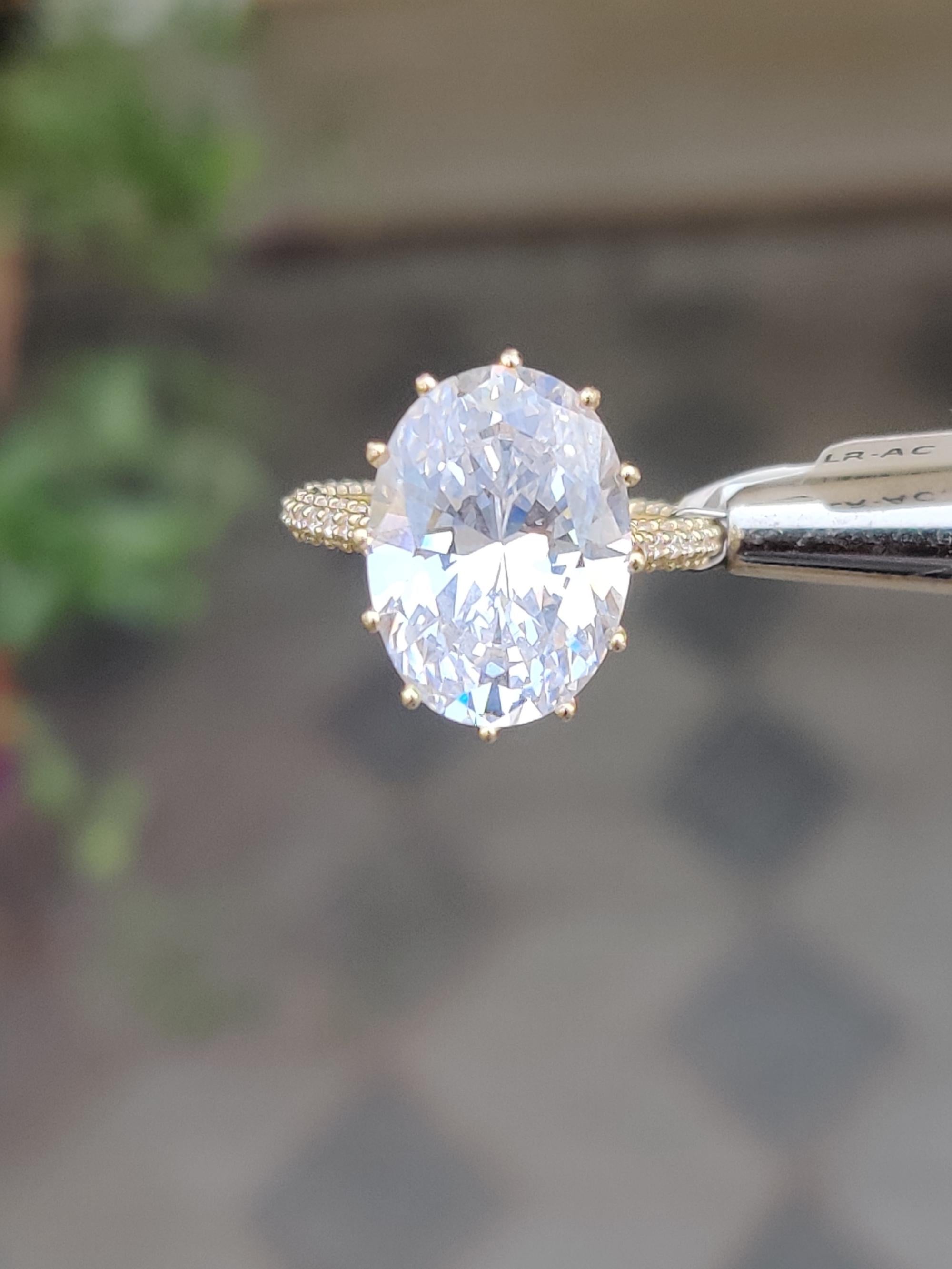 12.00cts Moissanite Oval Forever Classic Engagement Ring