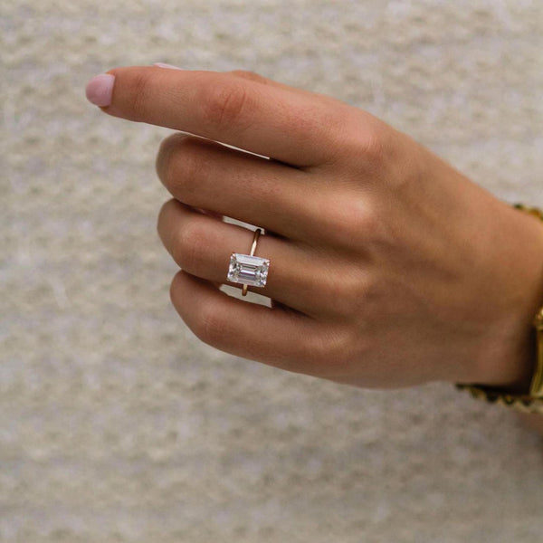 3.8 Ct Emerald Cut Moissanite Engagement Ring