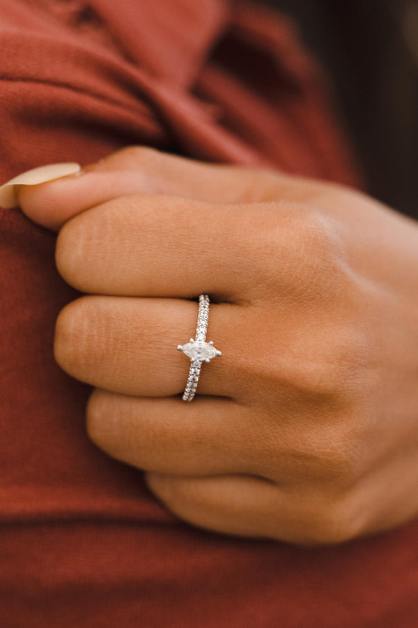 Marquise Cut Conflict Free Lab Diamond Halo Ring, Lab Grown Diamond Wedding Ring