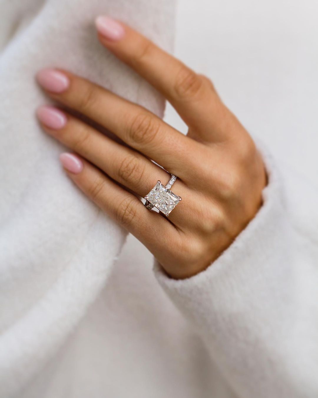 8 Carat Moissanite Radiant Cut Engagement Ring