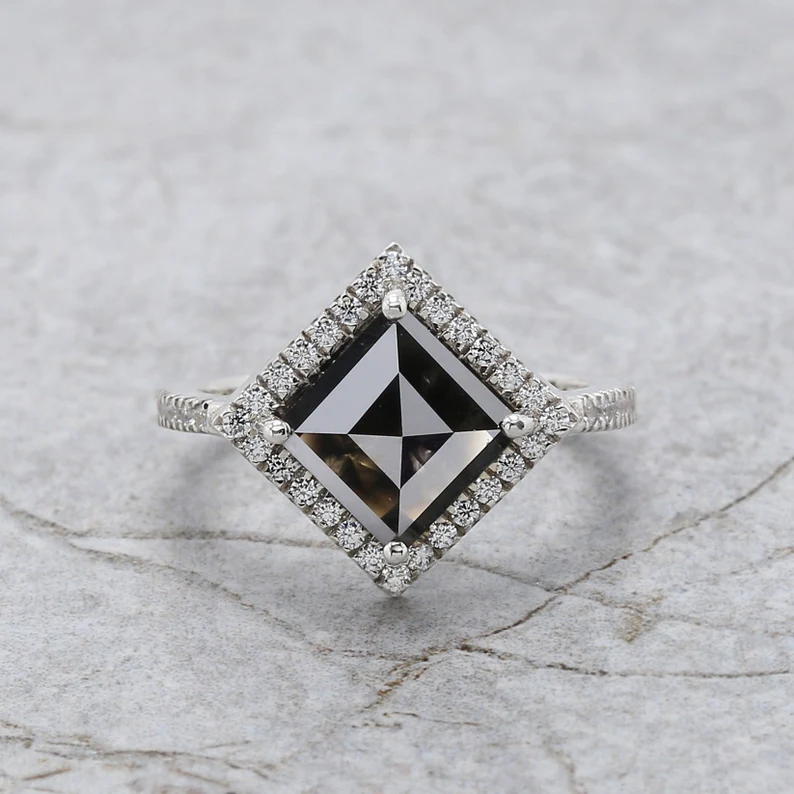 3.28ct Kite Cut Black Color Diamond Ring Engagement Wedding Gift Ring