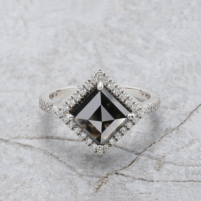3.28ct Kite Cut Black Color Diamond Ring Engagement Wedding Gift Ring
