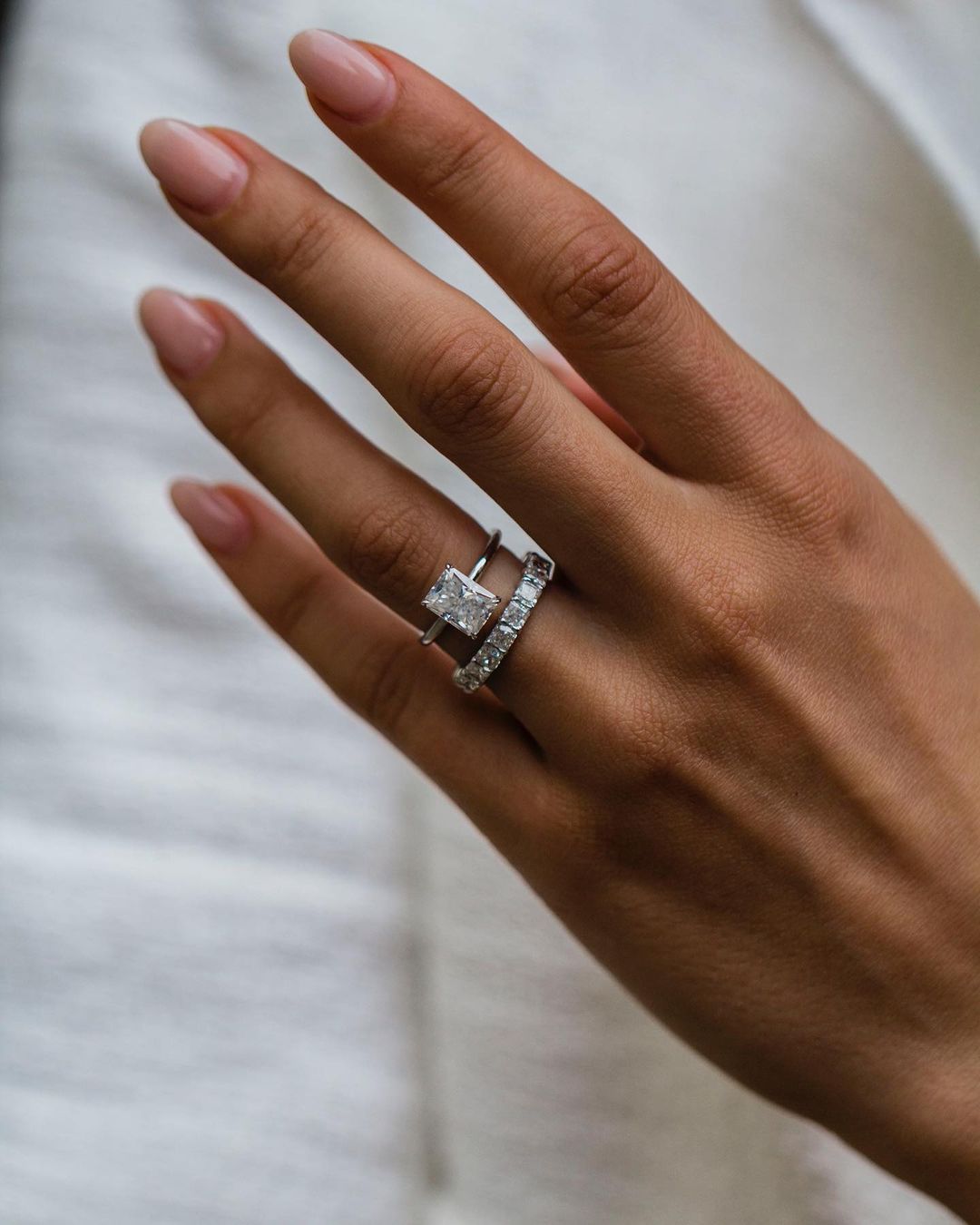 Radiant Cut Diamond Engagement Ring, Bridal Set Ring