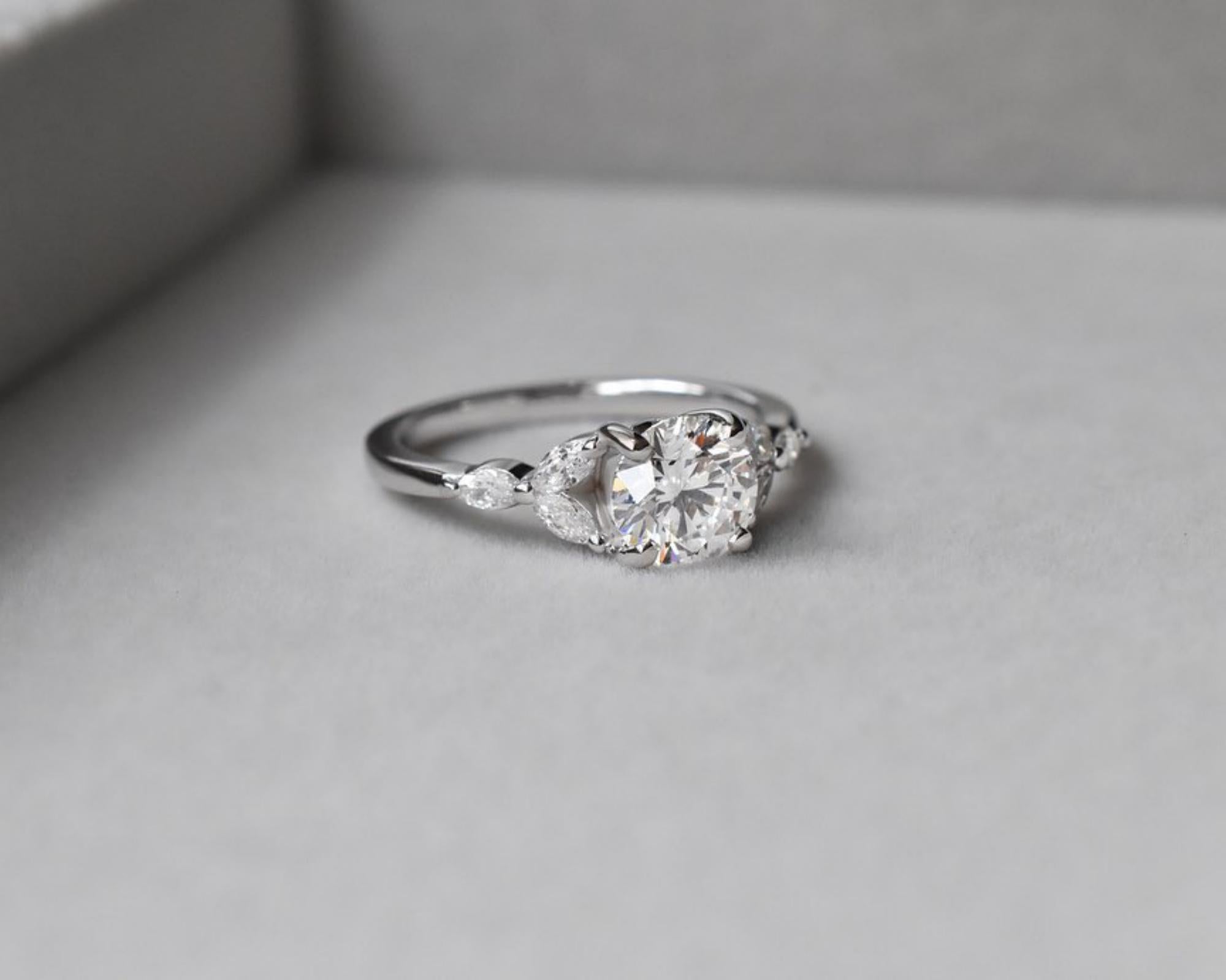 Round Lab Grown Diamond Cluster Ring, promise Ring