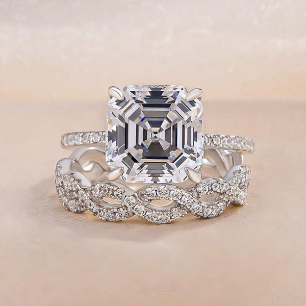 7.00ct Asscher Cut Moissanite Engagement Ring, Anniversary Ring For Wife