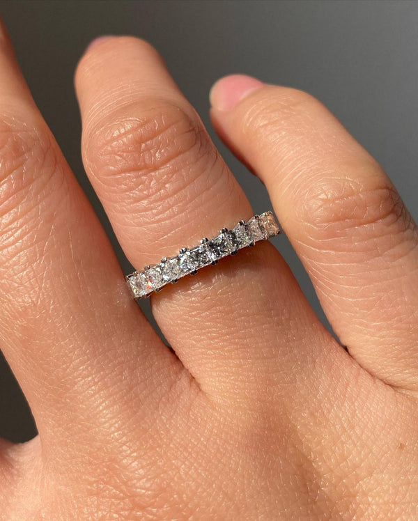Princess Cut Colorless Moissanite Eternity Ring