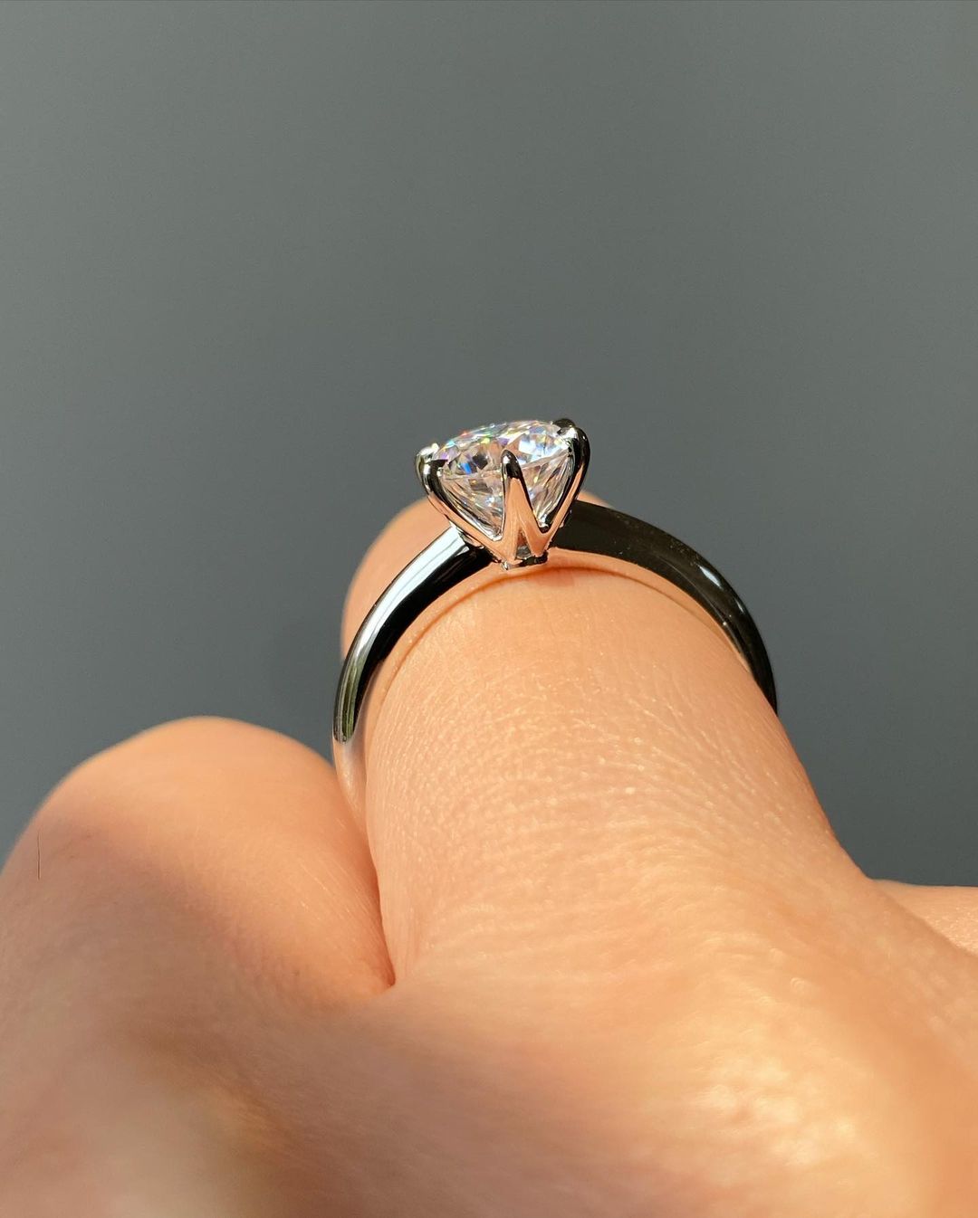 1.50ct Round Cut Solitaire Moissanite Engagement Ring, Anniversary Gift Ring