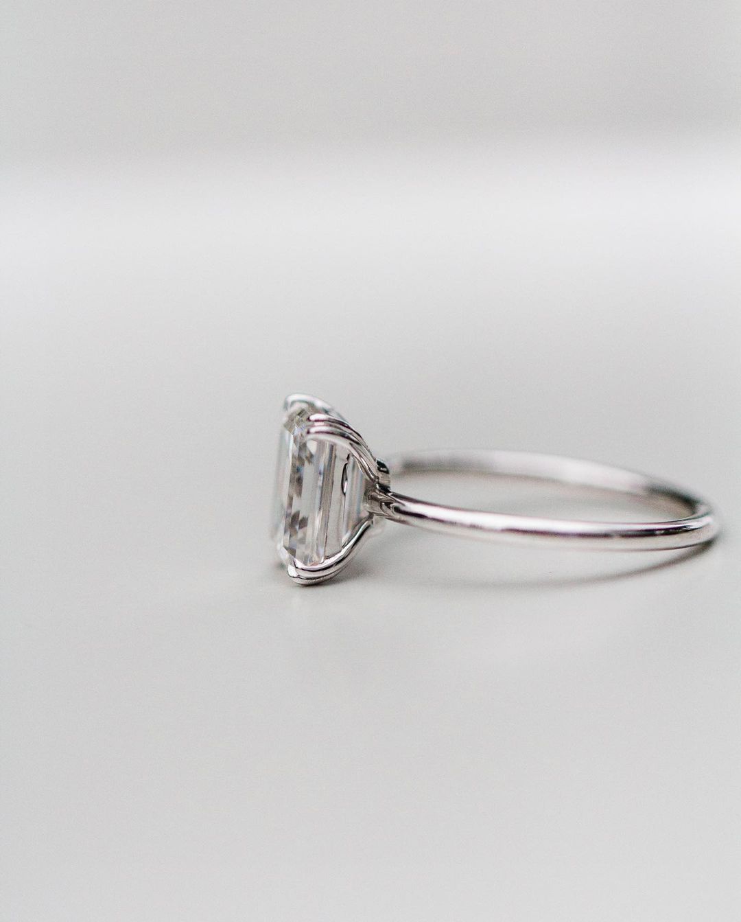 3ct Emerald Cut Moissanite Solitaire Engagement Ring