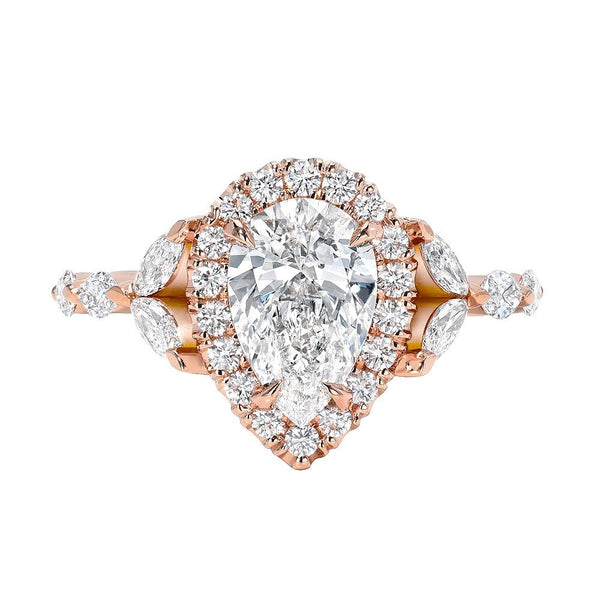 1.5ct Rose gold Pear Halo Engagement ring